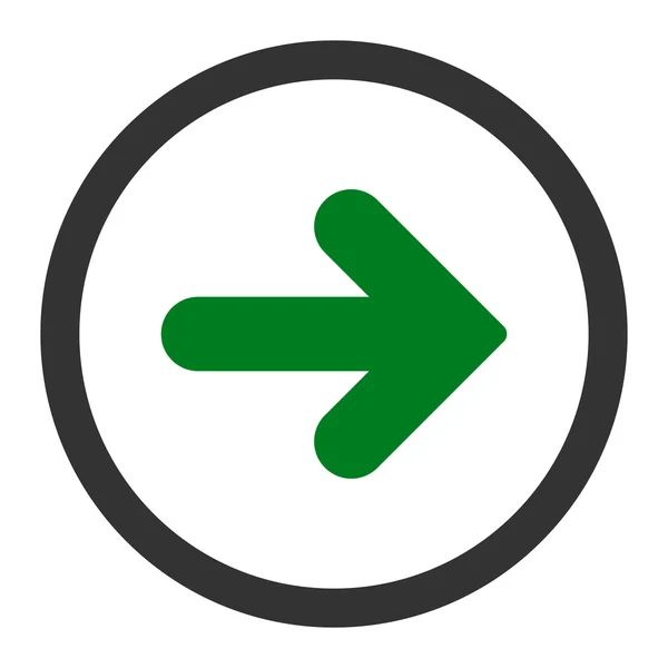 Pfeil rechts flache grüne und graue Farben abgerundetes Vektorsymbol — Stockvektor