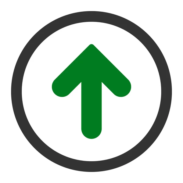 Pijl omhoog platte groene en grijze kleuren afgeronde vector pictogram — Stockvector