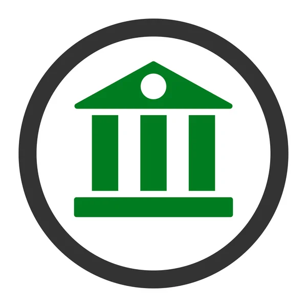 Bank flat green and gray colors rounded vector icon — 스톡 벡터
