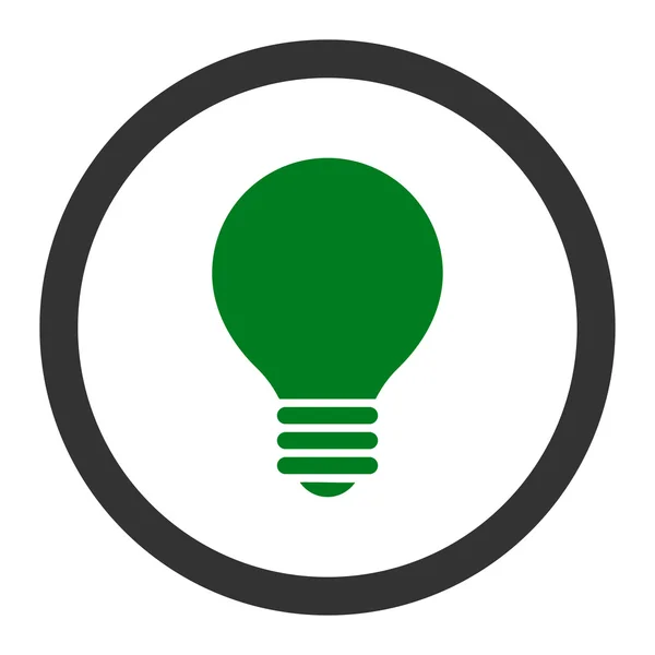Elektrik ampulü düz yeşil ve gri renkler yuvarlak vektör simgesi — Stok Vektör