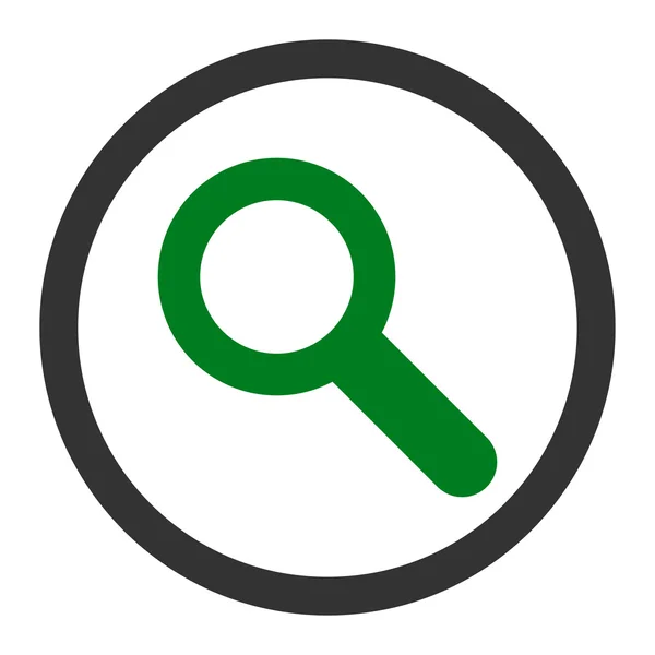 Поиск плоский зеленый и серый цвета округлый вектор значок — стоковый вектор
