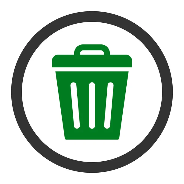 Mülleimer flache grüne und graue Farben abgerundetes Vektorsymbol — Stockvektor