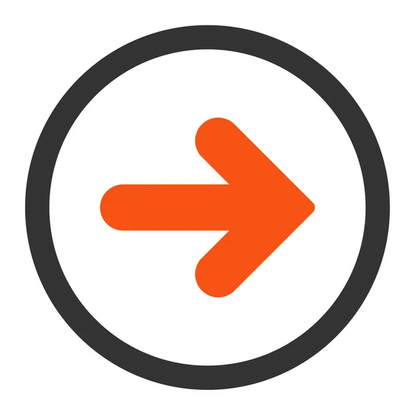 Flèche droite orange plat et gris couleur arrondie icône vectorielle — Image vectorielle