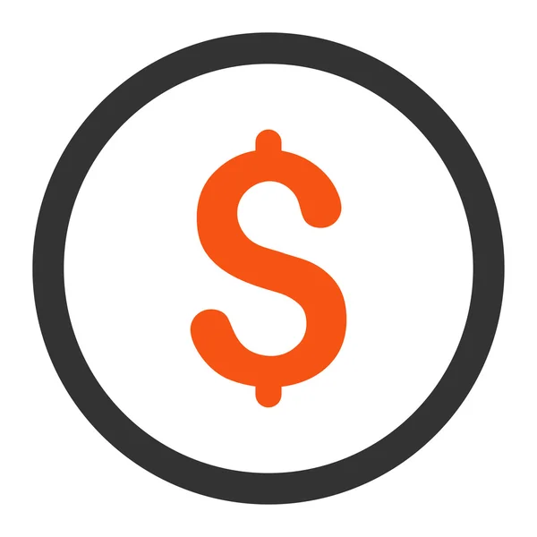 Dólar plano naranja y gris colores redondeados icono de vector — Vector de stock