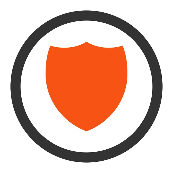 Štít ploché oranžové a šedé barvy zaoblené vektorové ikony — Stockový vektor