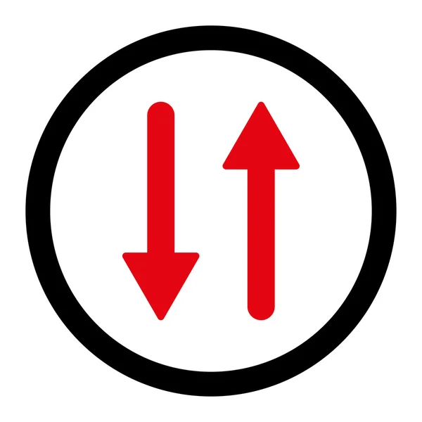 Šipky Výměna Vertikální ploché intenzivní červené a černé barvy zaoblené vektorové ikony — Stockový vektor