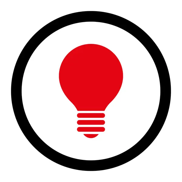 Electric Bulb flat intensive red and black colors rounded vector icon — Stock vektor