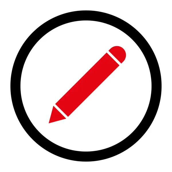 Crayon plat intense rouge et noir couleurs arrondies icône vectorielle — Image vectorielle