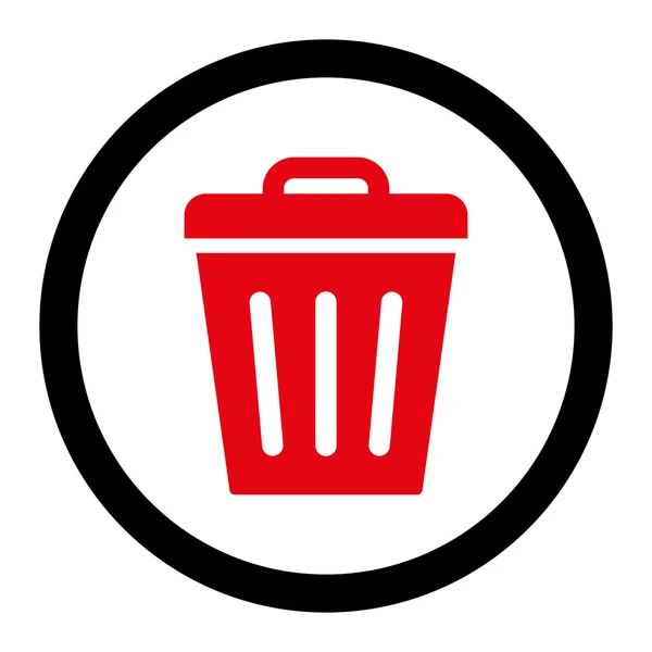 Lixo pode plana intensivo vermelho e preto cores arredondado vetor ícone — Vetor de Stock