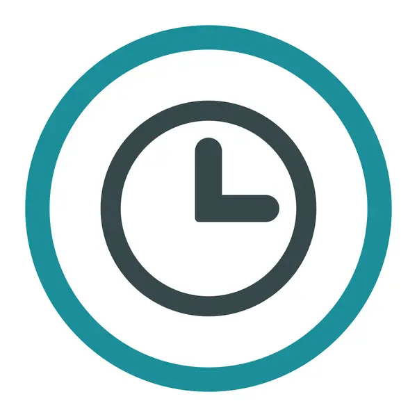 Reloj plano suave azul colores redondeados vector icono — Vector de stock