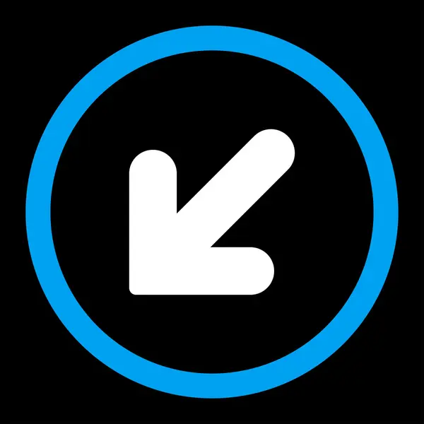 Flèche vers le bas Couleur bleue et blanche arrondie icône vectorielle — Image vectorielle