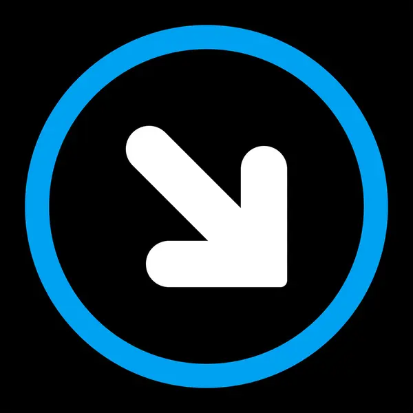 Flèche vers le bas Couleur bleue et blanche arrondie icône vectorielle droite — Image vectorielle