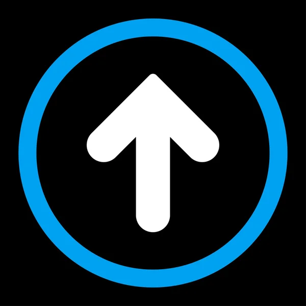 Šipka nahoru ploché modré a bílé barvy, zaoblené vektorové ikony — Stockový vektor