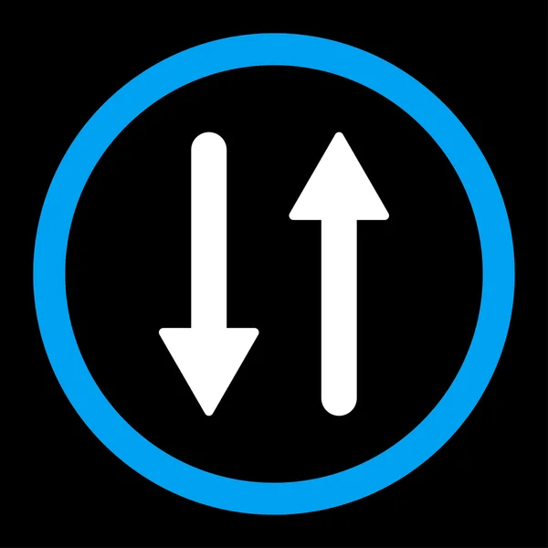 Frecce Exchange Verticale piatta blu e bianco colori arrotondato icona vettoriale — Vettoriale Stock
