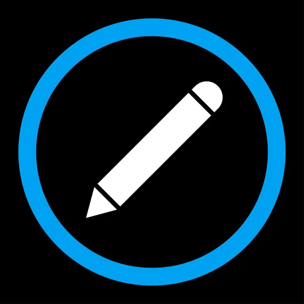 Matita piatta colori blu e bianco arrotondato icona vettoriale — Vettoriale Stock