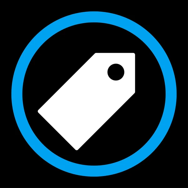 Platte blauwe en witte kleuren afgerond vector labelpictogram — Stockvector