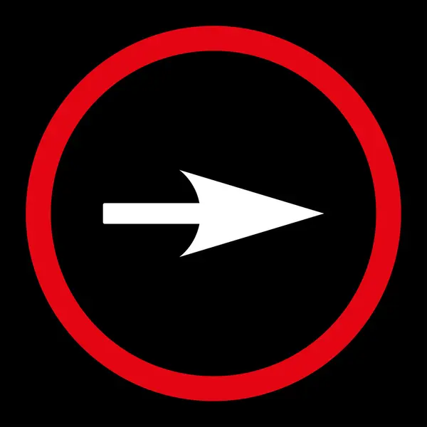 Flecha Axis X plana de color rojo y blanco redondeado icono de vector — Vector de stock