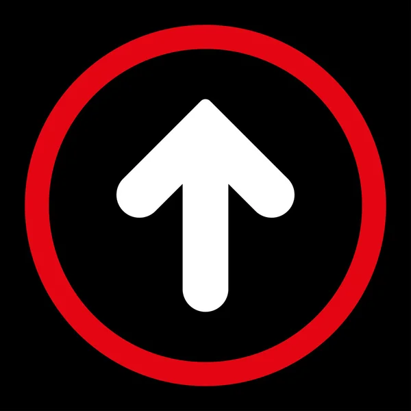 Šipka nahoru ploché červené a bílé barvy zaoblené vektorové ikony — Stockový vektor