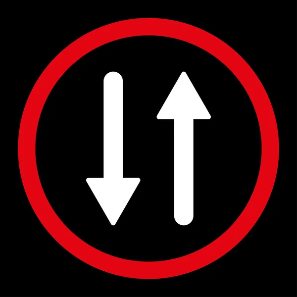 Стрелки Exchange Вертикальный плоский красный и белый цвета округлый векторный значок — стоковый вектор