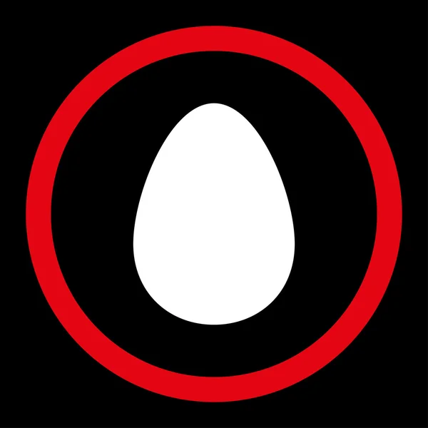 Яйцо плоского красного и белого цветов округлый векторный значок — стоковый вектор