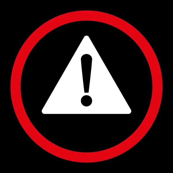 Advertencia plana rojo y blanco colores redondeado icono del vector — Vector de stock