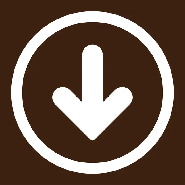 Arrow Down flat white color rounded vector icon — Διανυσματικό Αρχείο