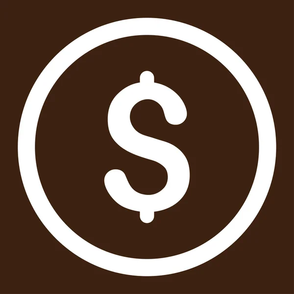 Dólar plano de color blanco redondeado icono de vector — Vector de stock