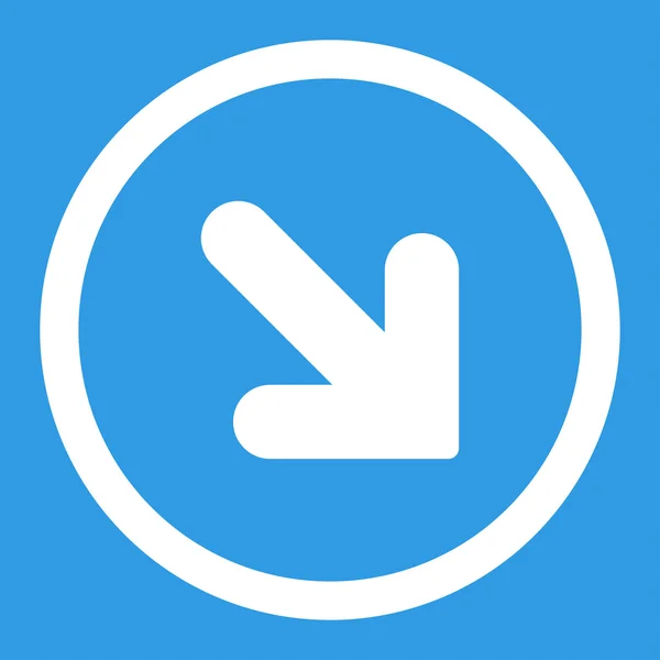 Arrow Down Right flat white color rounded vector icon — Διανυσματικό Αρχείο