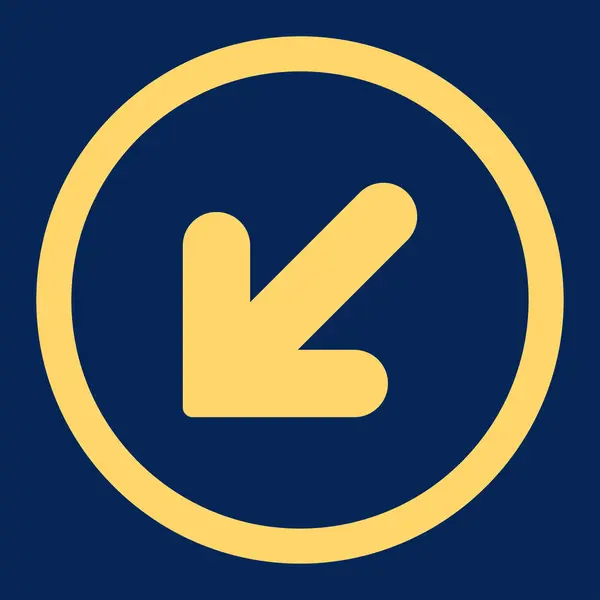 Arrow Down Left flat yellow color rounded vector icon — Διανυσματικό Αρχείο