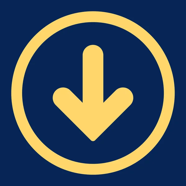 Arrow Down flat yellow color rounded vector icon — ストックベクタ