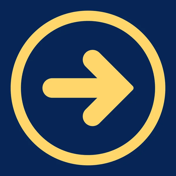 Arrow Right flat yellow color rounded vector icon — Διανυσματικό Αρχείο