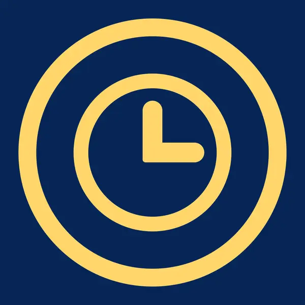 Horloge couleur jaune plat icône vectorielle arrondie — Image vectorielle