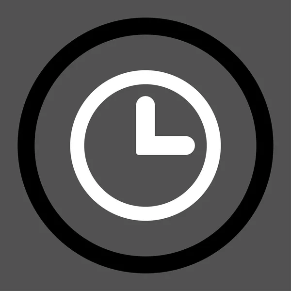 Reloj plano negro y blanco colores redondeados vector icono — Archivo Imágenes Vectoriales