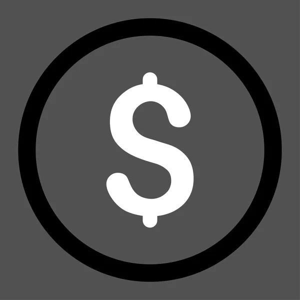 Dollar plat noir et blanc couleurs arrondi icône vectorielle — Image vectorielle