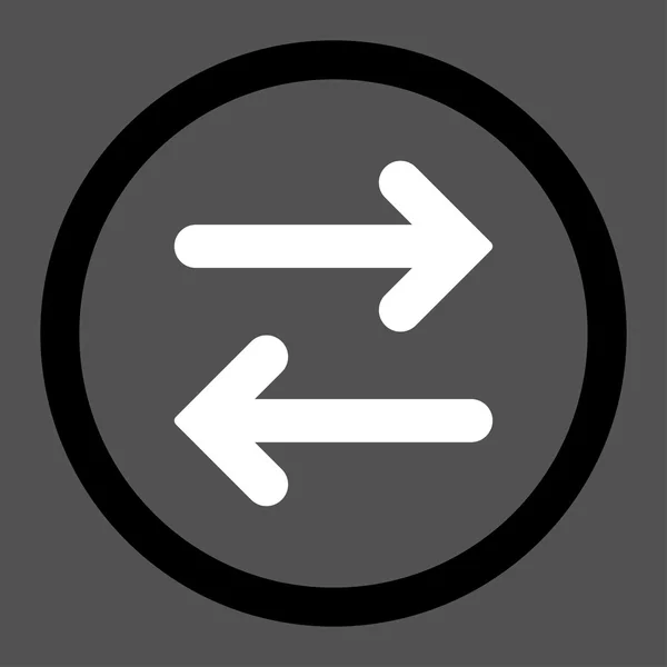 Flip Horizontal flat black and white colors rounded vector icon — Διανυσματικό Αρχείο