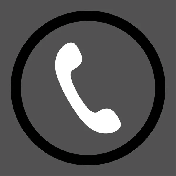 Telefone plana cores preto e branco ícone vetor arredondado — Vetor de Stock