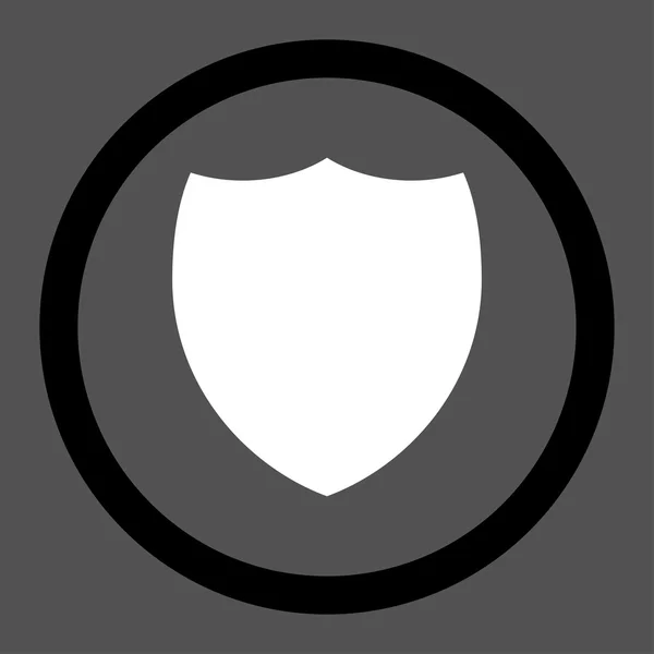 Shield flat black and white colors rounded vector icon — Διανυσματικό Αρχείο