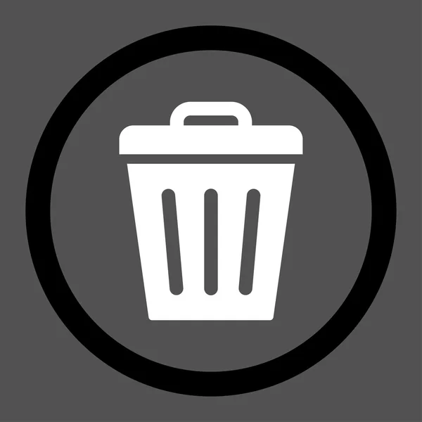 Trash Can flat black and white colors rounded vector icon — Stok Vektör