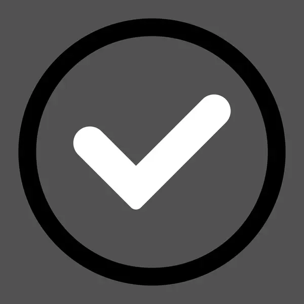 Yes flat black and white colors rounded vector icon — Stockový vektor