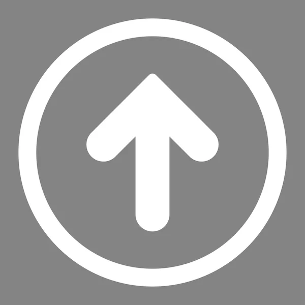 Seta para cima plana cor branca ícone vetor arredondado — Vetor de Stock
