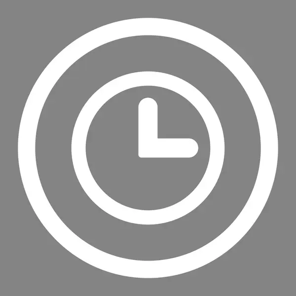 Clock flat white color rounded vector icon — Stockvector