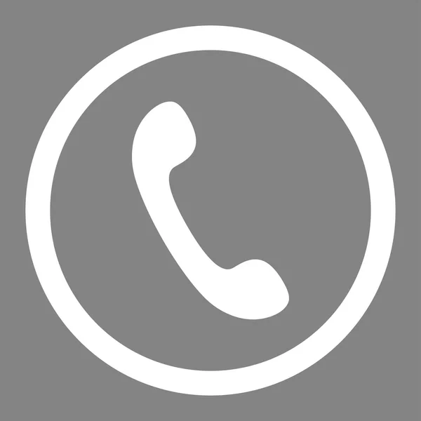 Teléfono plano color blanco redondeado vector icono — Vector de stock