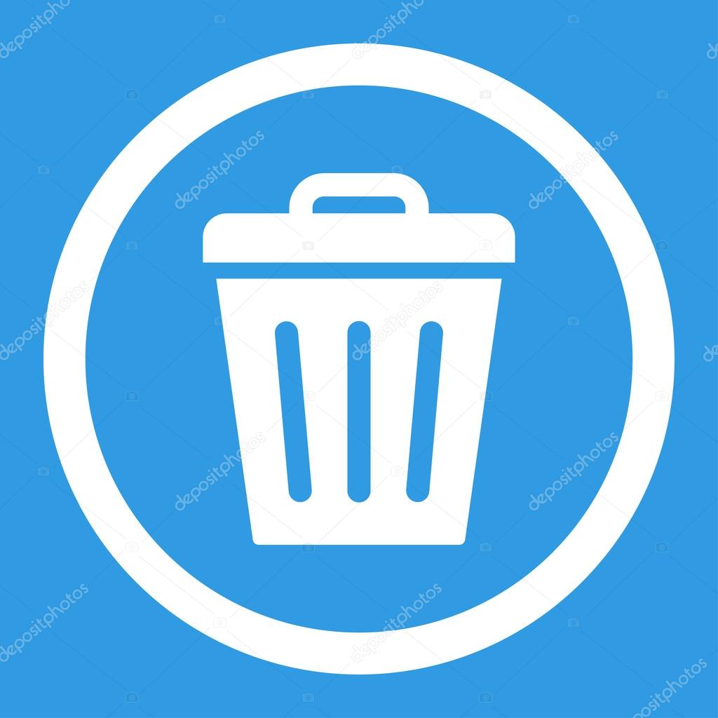 Trash Can flat white color rounded vector icon
