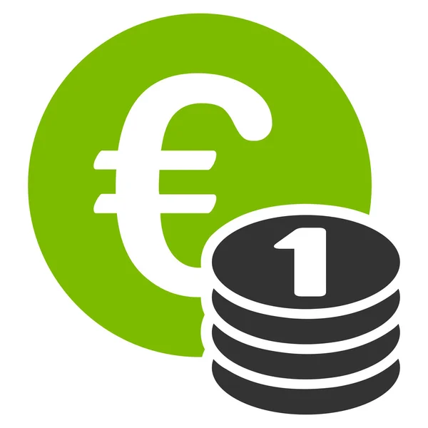 Jedno euro moneta stos ikona — Wektor stockowy