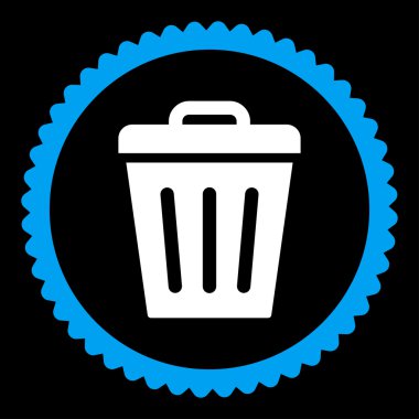 Çöp Can düz mavi ve beyaz renkler damga simgesi yuvarlak