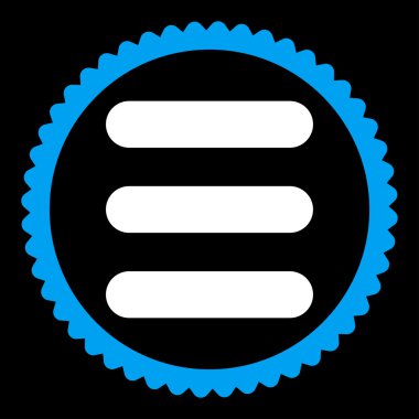 Yuvarlak damga simgesi yığın düz mavi ve beyaz renkler