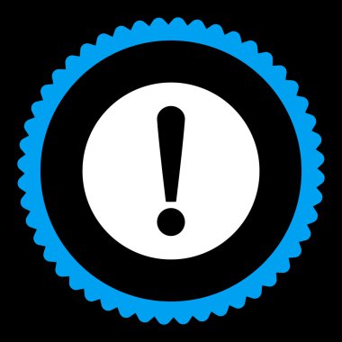 Sorun düz mavi ve beyaz renkler damga simgesi yuvarlak