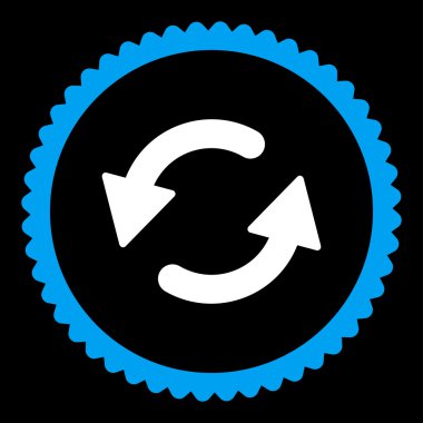 Saatin tersi yönde düz mavi ve beyaz renkler damga simgesi yuvarlak Yenile