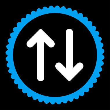 Flip düz mavi ve beyaz renkler damga simgesi yuvarlak