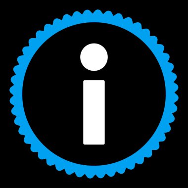 Info düz mavi ve beyaz renkler damga simgesi yuvarlak